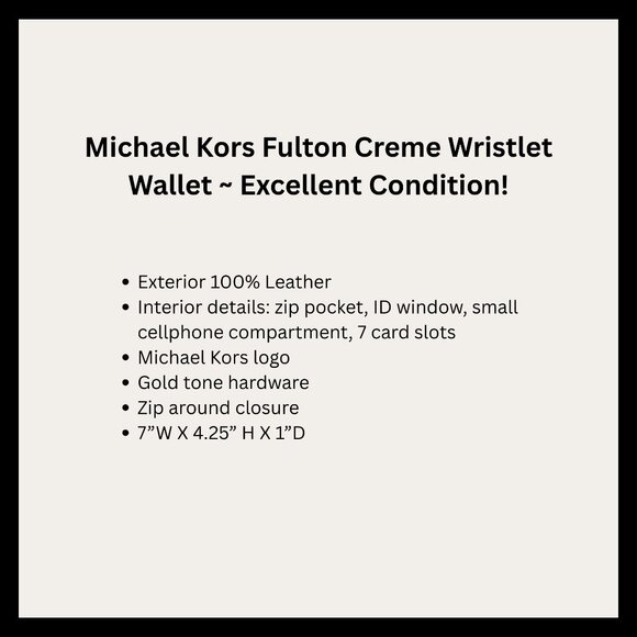 Michael Kors Fulton Creme Wristlet Wallet - Picture 6 of 6